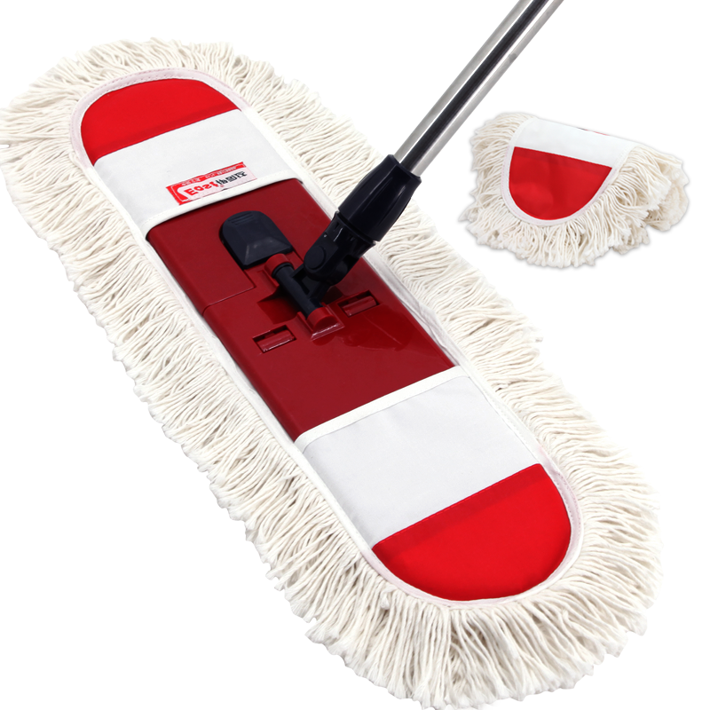 伊司达 棉线拖把 55CM不锈钢杆1.35米共2块布棉纱大号平板拖家用一拖净