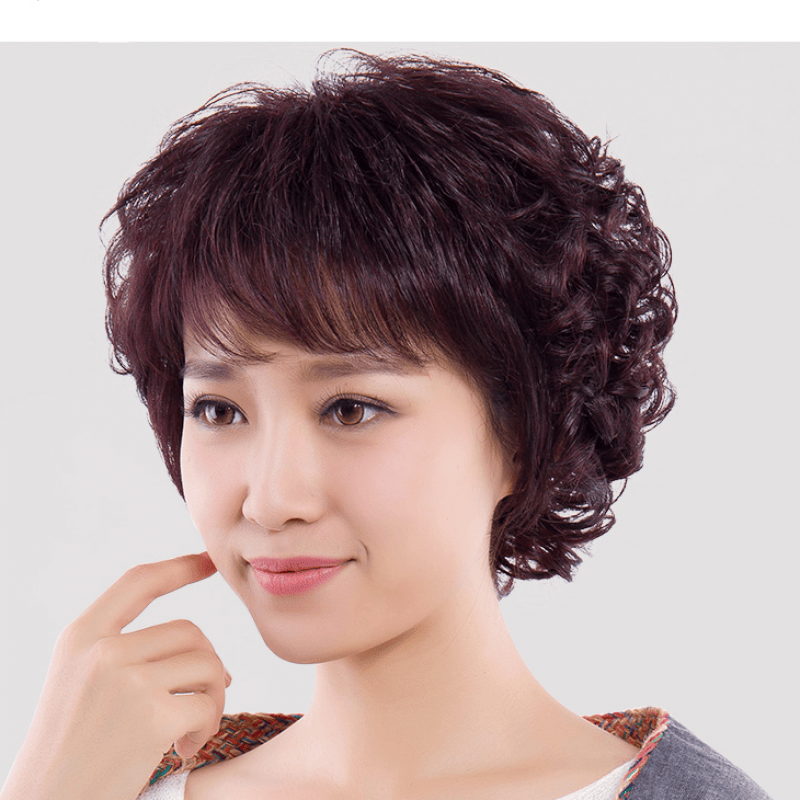 贝丽丝整顶假发女短卷发真发发套女士中老年妈妈时尚修脸全头假发套短发 浅棕色+护理套装属于什么档次？