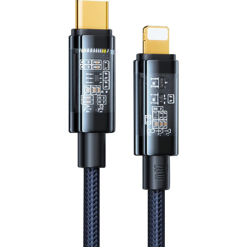 品胜苹果数据线PD20W快充1.2米Type-CtoLightning透明充电线，稳定好用