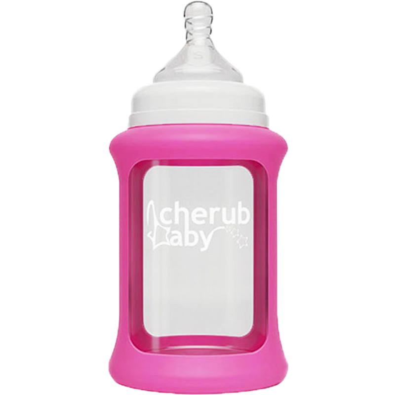 趣乐贝比（Cherub Baby）澳洲国民品牌新生婴儿宝宝奶瓶宽口径玻璃防摔防呛防胀气42度感温变色 240ml桃红粉