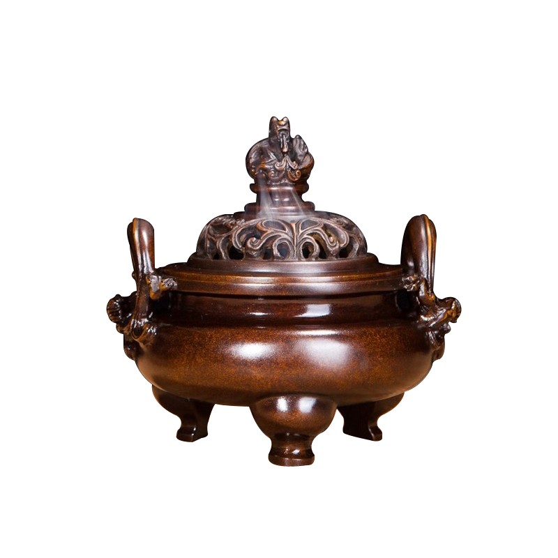 巧生爐陈巧生作品螭龙耳熏炉 传统工艺文房家居铜香炉摆件香熏c349-6