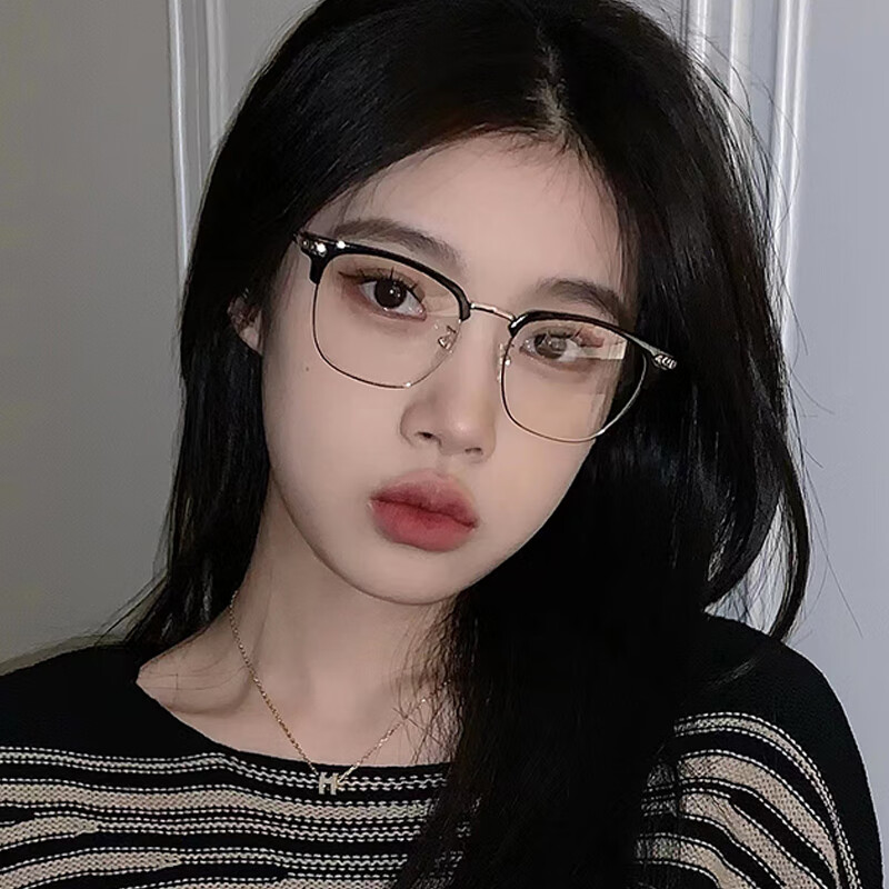 妙忆诗复古斯文败类金丝半框眼镜女超轻网红款装饰素颜神器近视可配