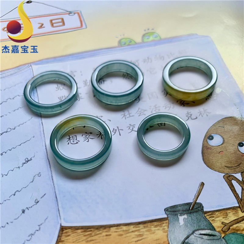 杰嘉宝玉  原创翡翠蓝水戒圈冰种方戒情侣指环男女款礼物带证书 其他尺寸支持定做不退不换