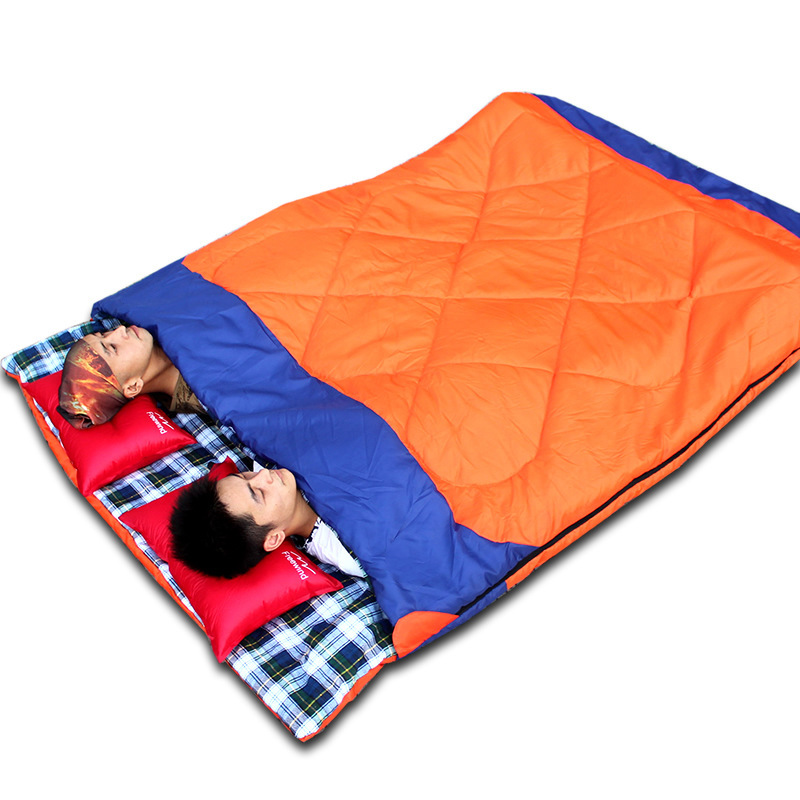 暴走者双人睡袋户外成人情侣露营野营真空棉cs022-1 橙色