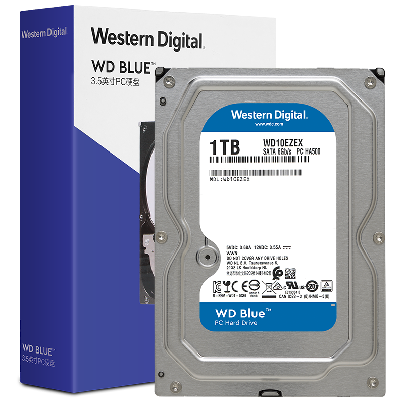 Western Digital 西部数据 蓝盘系列 3.5英寸 台式机硬盘 1TB (7200rpm、PMR、64MB) WD10EZEX