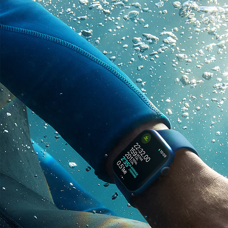 Apple Watch Series 7 智能手表GPS款45 毫米绿色铝金属表壳苜蓿草色运动型表带MKN73CH/A