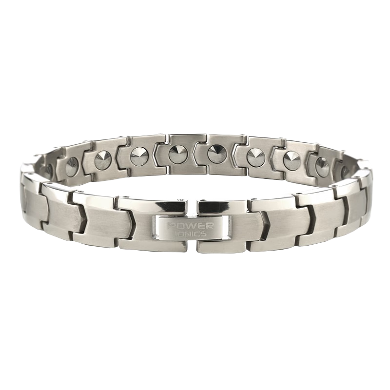 POWER IONICS新品原鈦鍺銀黑玫瑰金男女手鏈能量手環(huán)情侶防水手飾送家人朋友禮品刻字禮物專柜 女士-銀色