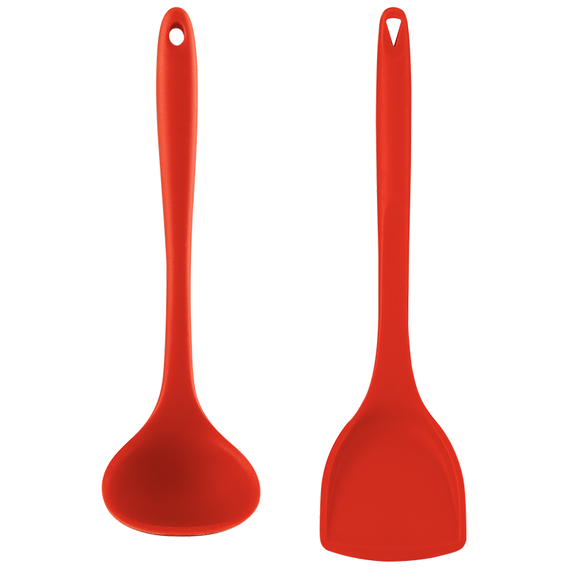 京东京造 食品级硅胶铲勺套装 汤勺红色两件套
