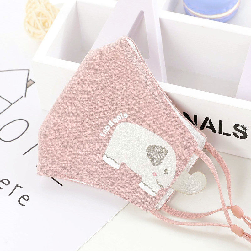 防寒学生里层纯棉加厚中童男孩女童宝宝口罩 粉色大象(新夹棉口罩)