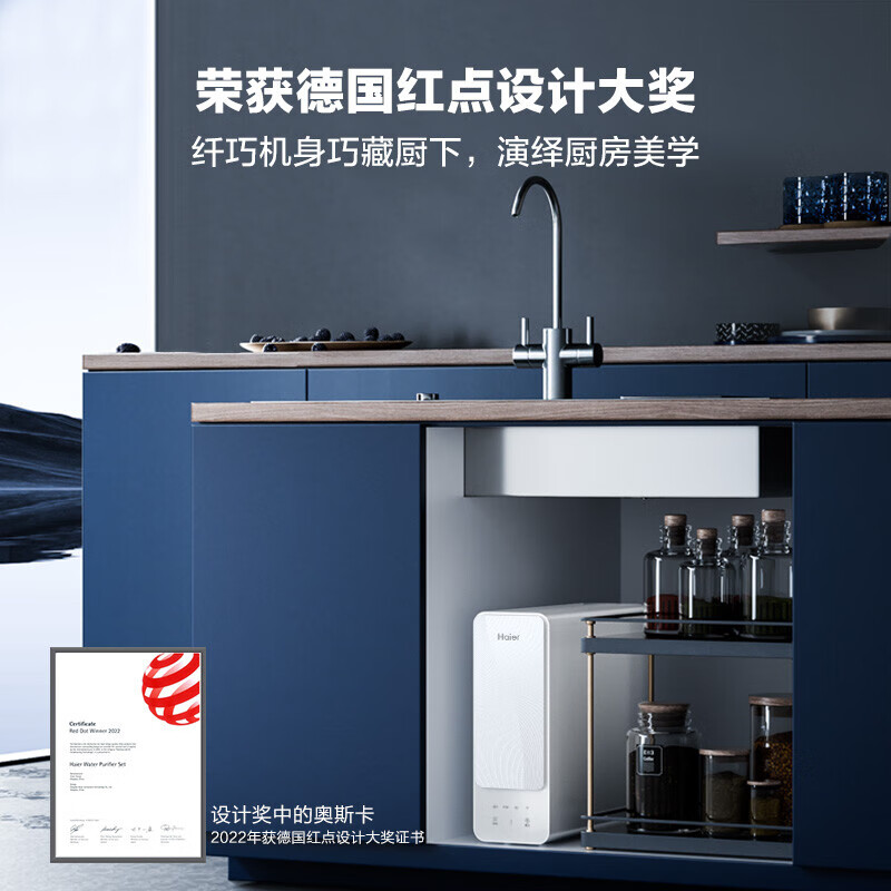海尔haier自然湃家用净水器800g厨下ro反渗透过滤直饮水纯水机双出水