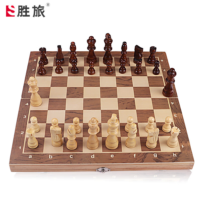 胜旅国际象棋大号实木带磁性可折叠棋盘34*34厘米儿童比赛专用