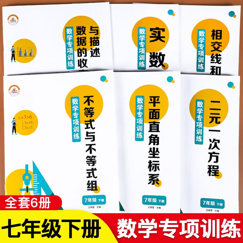 七年级下册数学专项训练习册全套人教版初一代数几何计算题专项专题基础真题卷人教7年级下学期数学必刷题必考知识辅导资料同步强化训练二元一次方程练习题