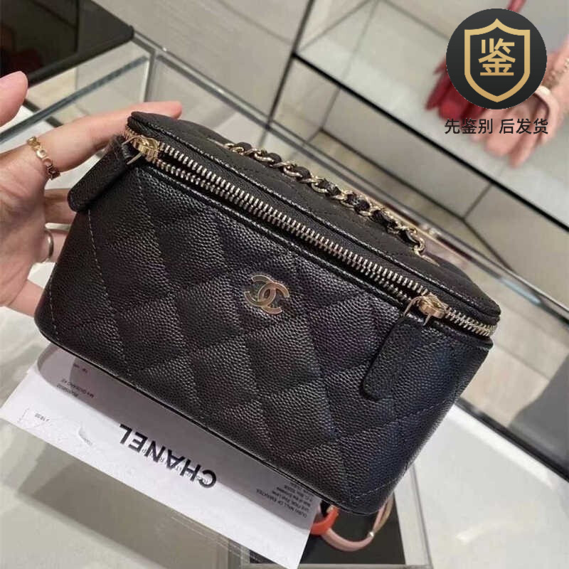 chanel chanel 香奈儿 黑金 鱼子酱皮/荔枝皮包 黑色盒子包
