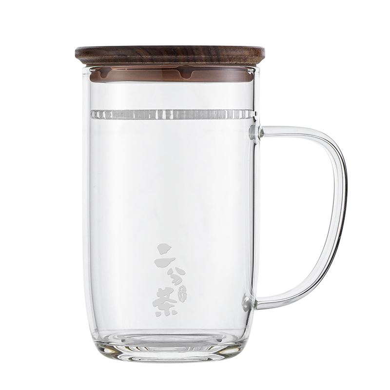 富光沐月花茶杯-高品质双层玻璃杯,男女士茶水分离带把