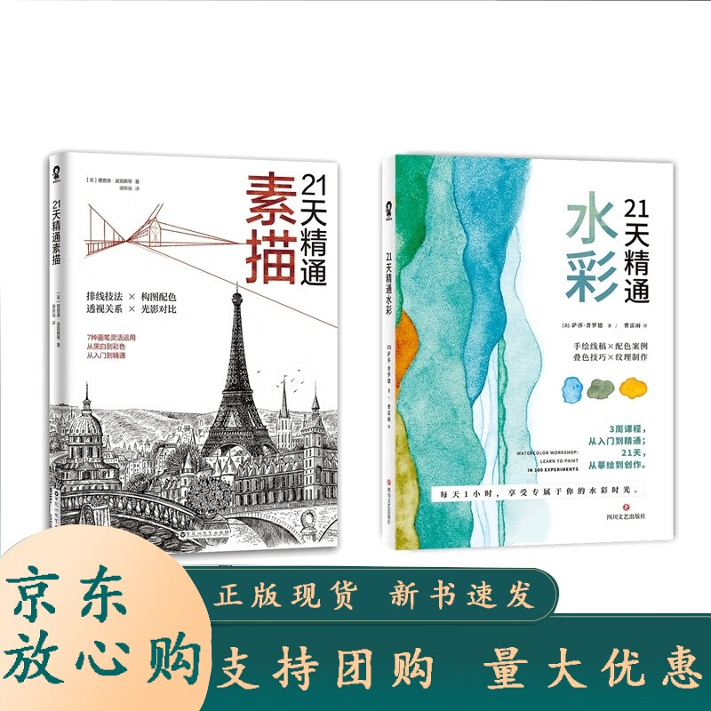 21天精通水彩+21天精通素描 共2册