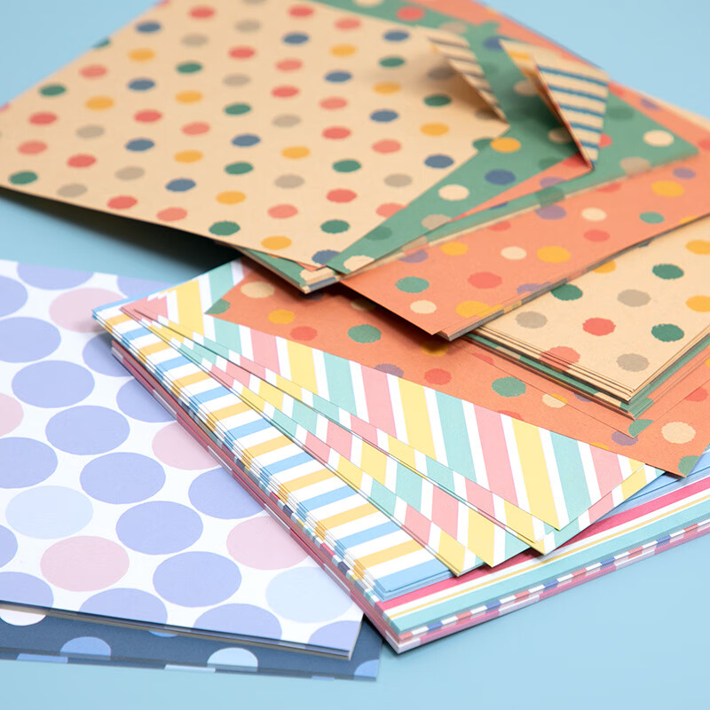 15厘米正方形印花条纹波点系列印花彩色儿童手工折纸剪纸叠纸卡纸   