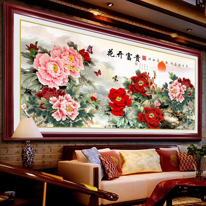 维诺亚已绣好的纯手工十字绣钻石画成品花开富贵牡丹花新款满钻客厅挂