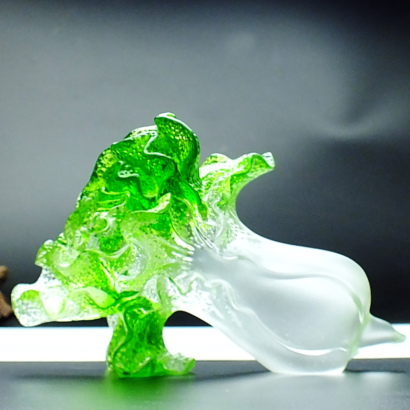 【轻奢高端】琉璃摆件工艺品轻奢酒柜装饰品水晶白菜摆件客厅摆设小