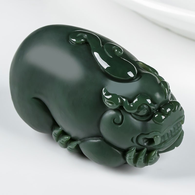 春龙 和田玉貔貅手把件 霸气貔貅玉石把玩件 长65mm宽37mm厚33左右