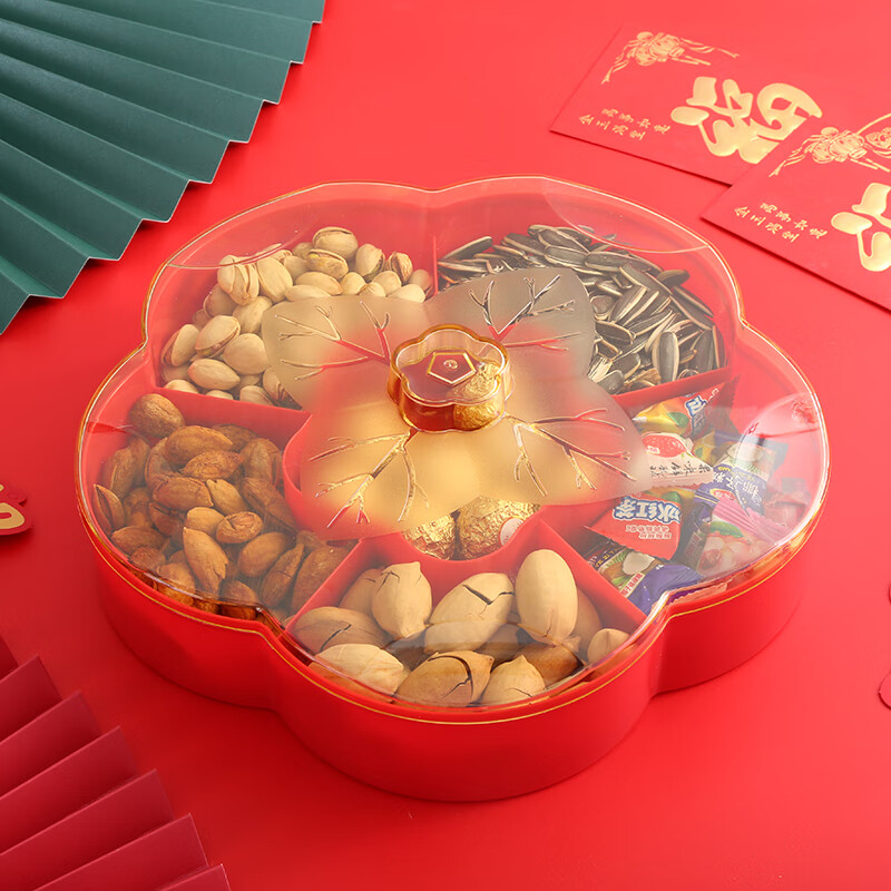 新年招待零食盘果家用2023新款客厅茶几水果分格干果盒坚果糖果瓜