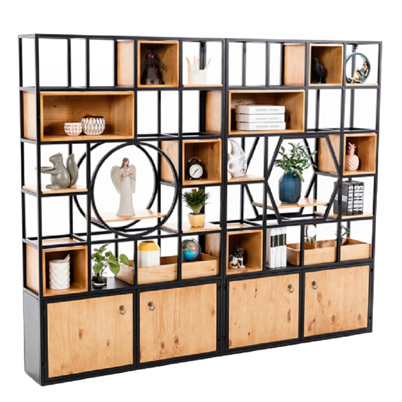 精甄loft北歐鐵藝隔斷置物架屏風(fēng)客廳現(xiàn)代簡(jiǎn)約落地玄關(guān)柜子隔斷展示架 A款:長120*30*200CM高