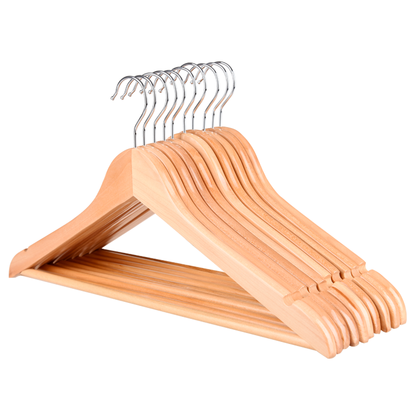 艺柳园 衣架 实木挂衣架成人服装店木头衣撑木质衣服撑子家用 原木色【5支装】