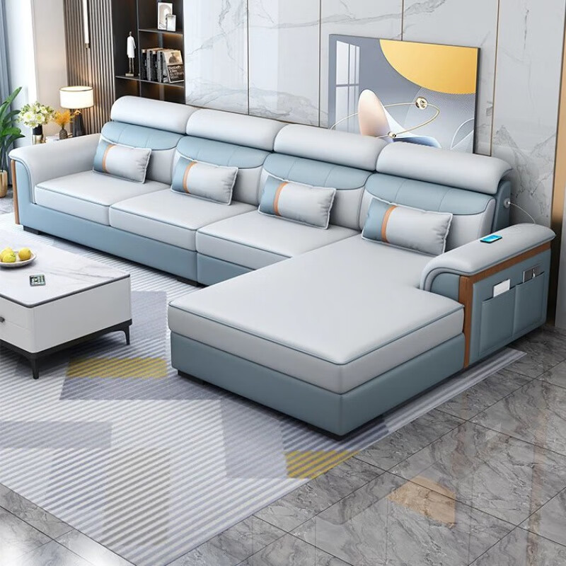 创京懿选科技布沙发北欧简约现代大小户型免洗l型三人位贵妃组合布艺