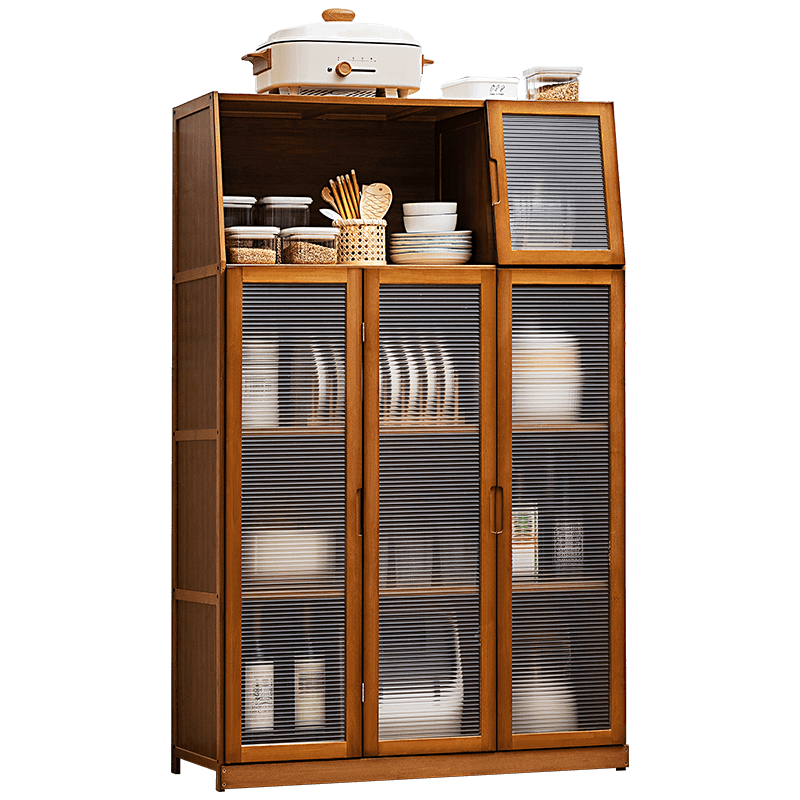 淘之良品 落地厨房餐边柜轻奢客厅酒柜茶水边柜靠墙家用置物办公室储物柜子多功能玄关柜收纳烤箱微波炉架 【加深宽度40cm】长虹四门-四层88长