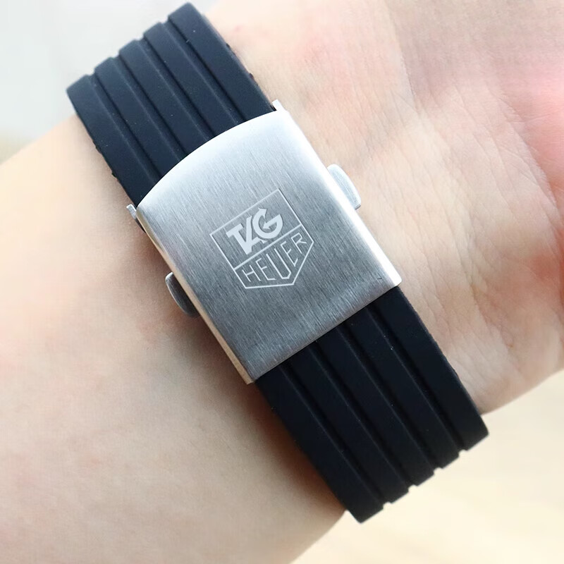 京噶适用于泰格豪雅表带原装 泰格豪雅硅胶手表带适配竞潜摩纳哥f1系