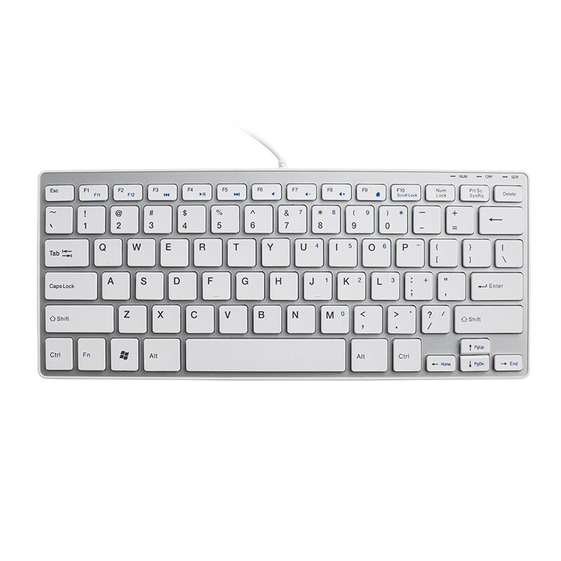 B.FRIENDit 超薄静音办公小键盘 78键便携有线键盘 USB外接笔记本电脑键盘 巧克力键盘 银白色