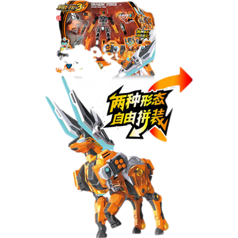 德馨玩具（DISON）鋼鐵飛龍3山海神獸錄拼裝機(jī)甲男孩變形機(jī)器人金剛兒童玩具 YC8902雷霆戰(zhàn)鹿