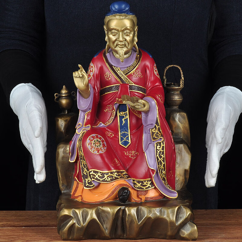 彩铜孙思邈药王神像摆件孙思邈像药王爷铜像佛堂供奉名医圣工艺品 彩