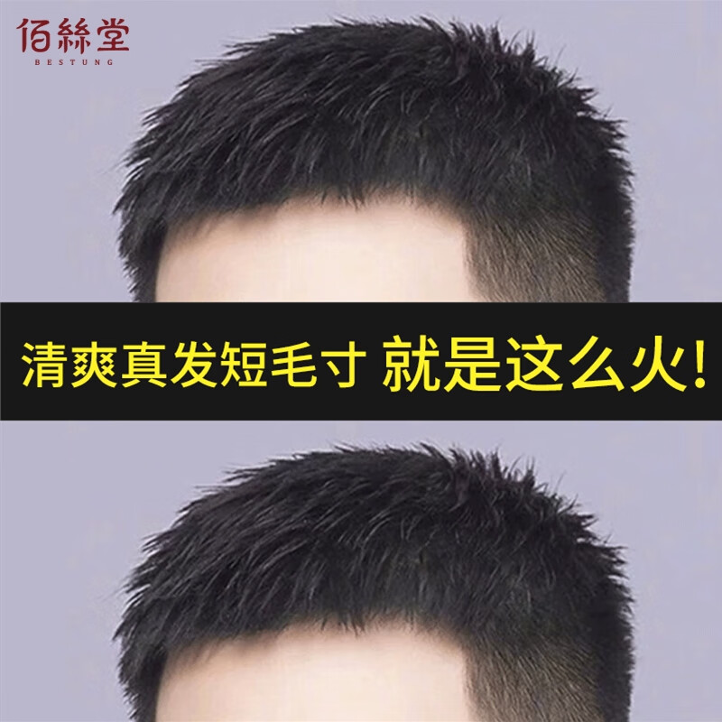 佰丝堂四季款假发男短发全真发男士假发片头顶补发片块寸发寸头真人发丝怎么看?
