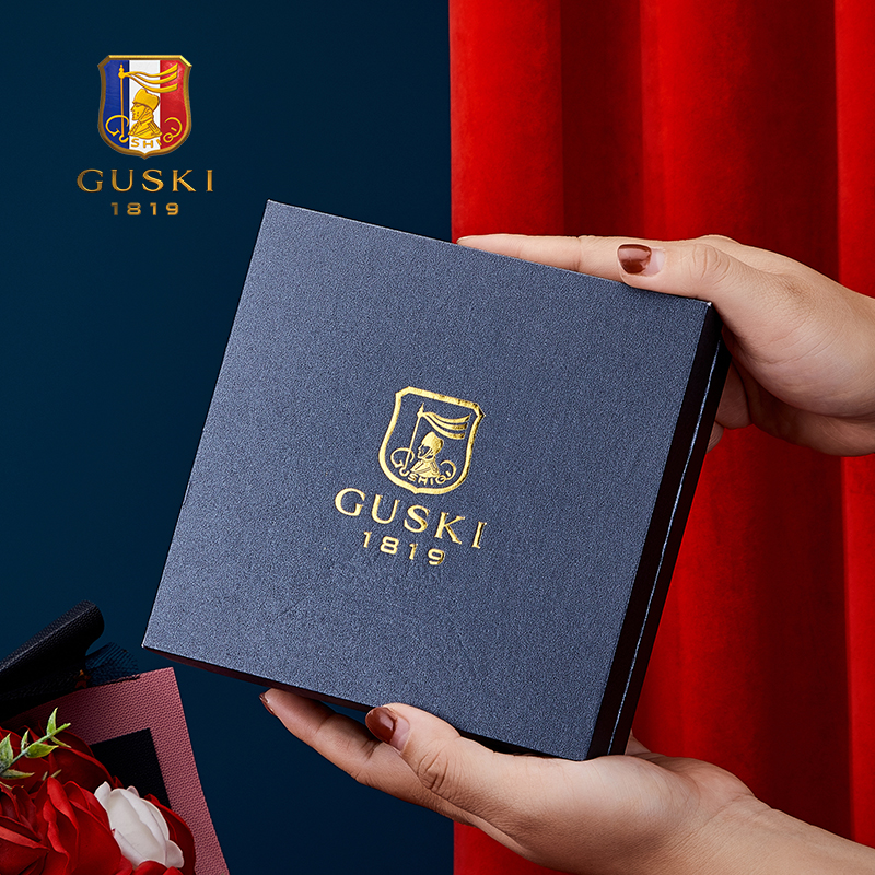 古士旗(GUSKI)法国品牌皮带男针扣男士腰带真皮高档裤腰带生日情人节礼物送男友 【专柜礼盒】680025时尚银灰 115cm -130cm默认随机发(可修剪)