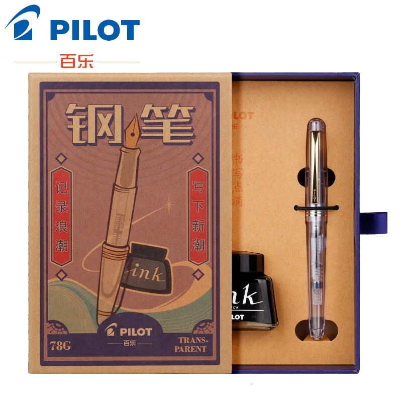 ���֣�PILOT�� 78G�ֱʳ���ѧ���������������װ����칫�ֱ�FP-78G ͸��ɫ���װ�����ɫīˮ��  F��/Լ0.4mm�ճ���д 75.6Ԫ