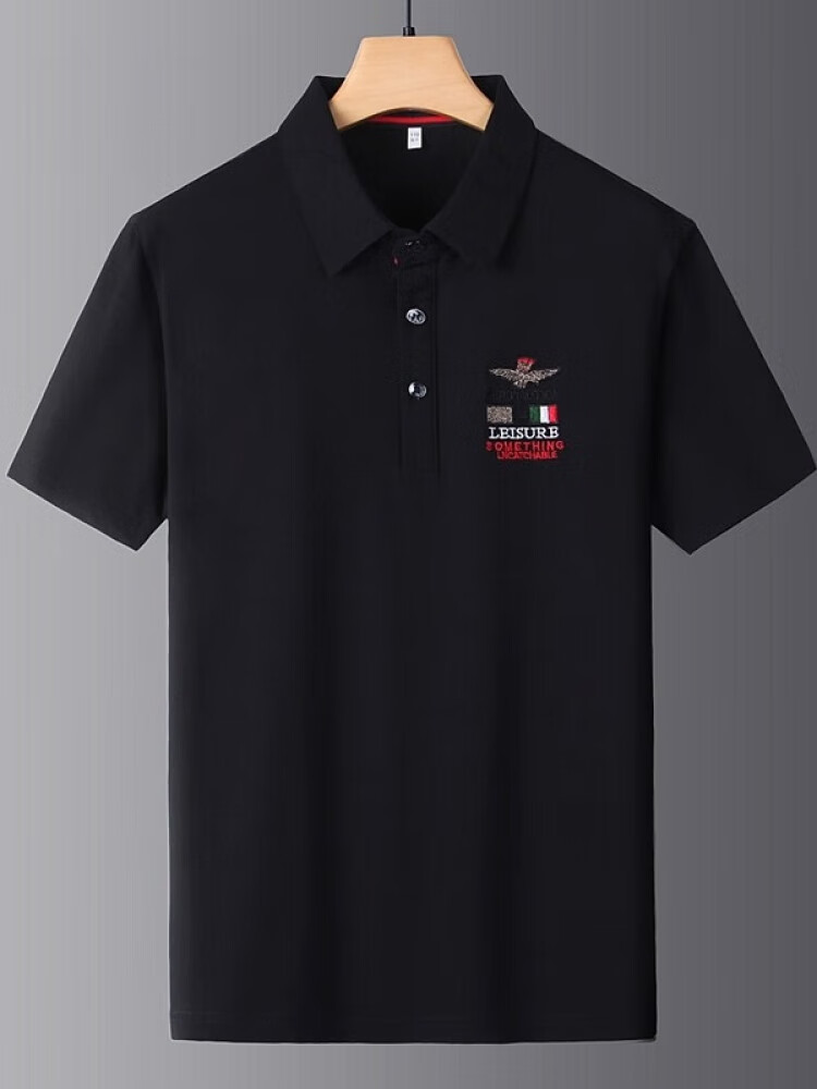 蕉京肥佬胖子大码短袖t恤男加肥加大码潮胖宽松翻领特大码男士休闲t恤