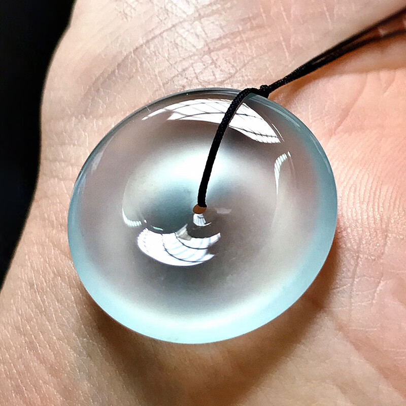 禧凤楼缅甸老坑a货玉石雕刻冰种高冰平安扣吊坠女士 白色