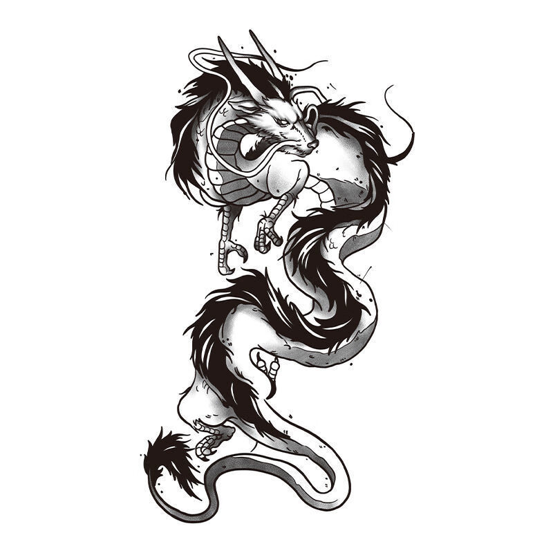 淘菲象草本过肩龙纹身贴防水男霸气青龙仿真刺青胸前般若果汁半臂花臂