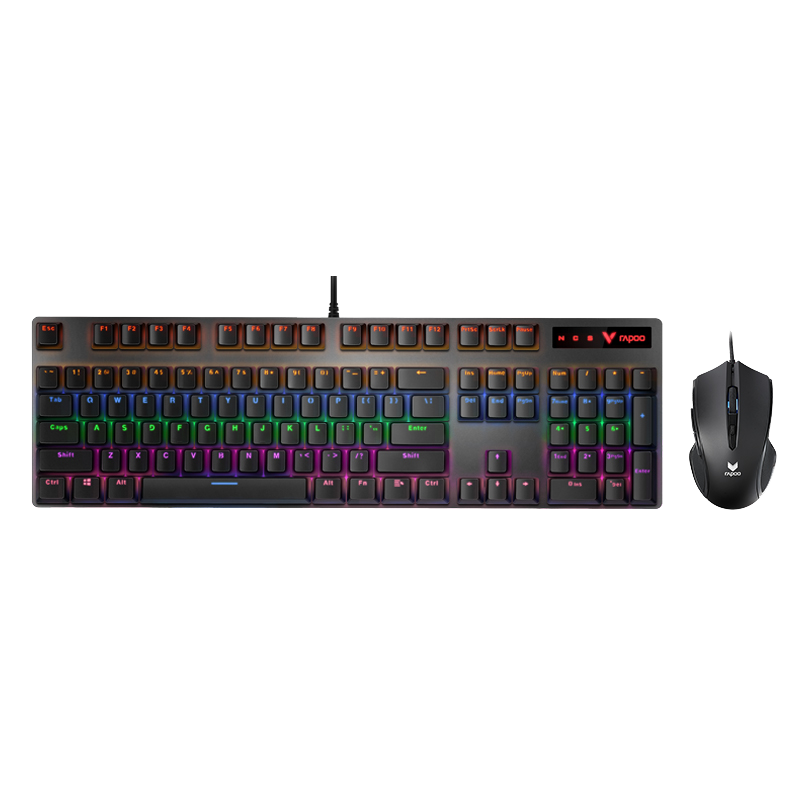 雷柏（Rapoo） V180 键鼠套装 有线机械键盘鼠标套装 游戏键鼠套装 104键混光键盘 电脑键盘 黑色 黑轴