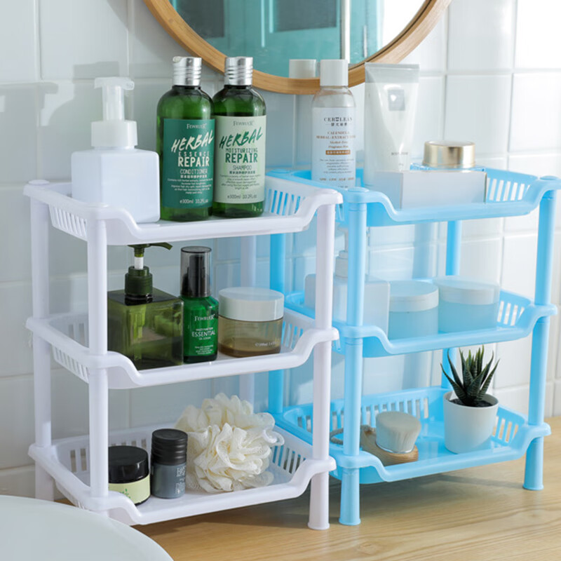 派代(paidai) 桌面收纳架浴室置物架厨房收纳塑料储物架 白色