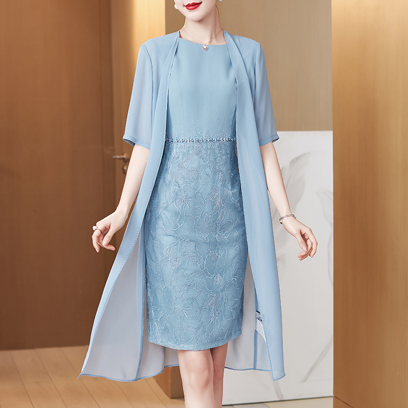 胖妈妈夏装年轻款婚礼服两件套婚礼妈妈装平时可穿新娘结婚高贵夏季装