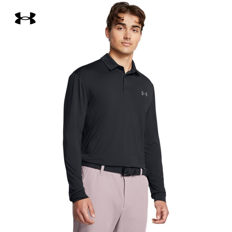 安德玛（UNDERARMOUR） Playoff男子高尔夫运动长袖Polo衫1387123 黑色001 M