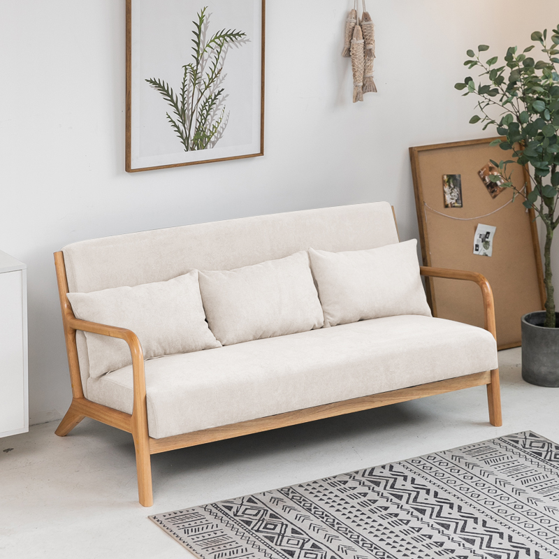 沙发原木风日式布艺沙发小户型客厅北欧现代简约单双三人简易实木沙发
