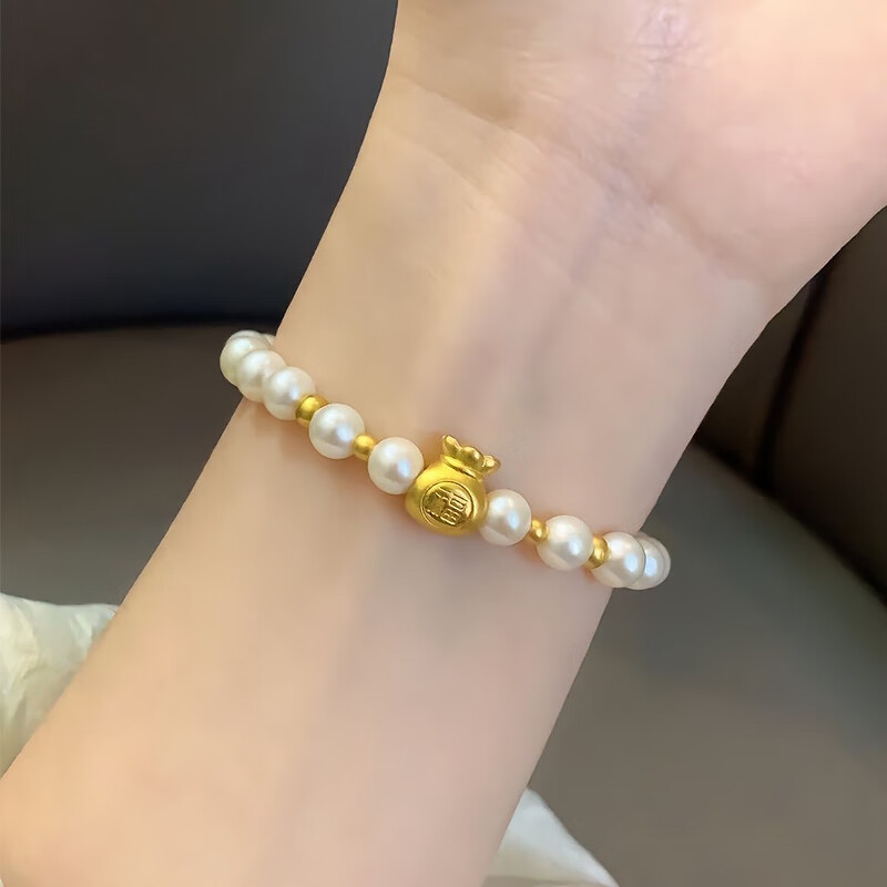 周大福999硬金福袋手链淡水珍珠手链女母节送妈妈老婆手串 加厚福袋 4