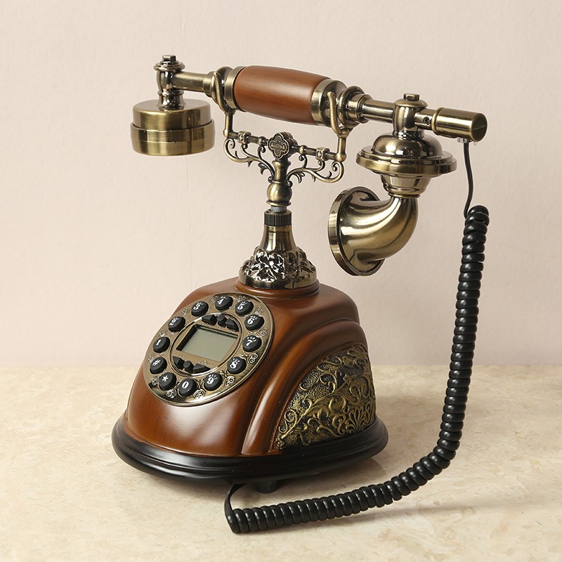 橡树庄园美式仿古电话机摆件座机欧式家用复古高档客厅老式转盘工艺品摆设 133510巴斯达克电话机
