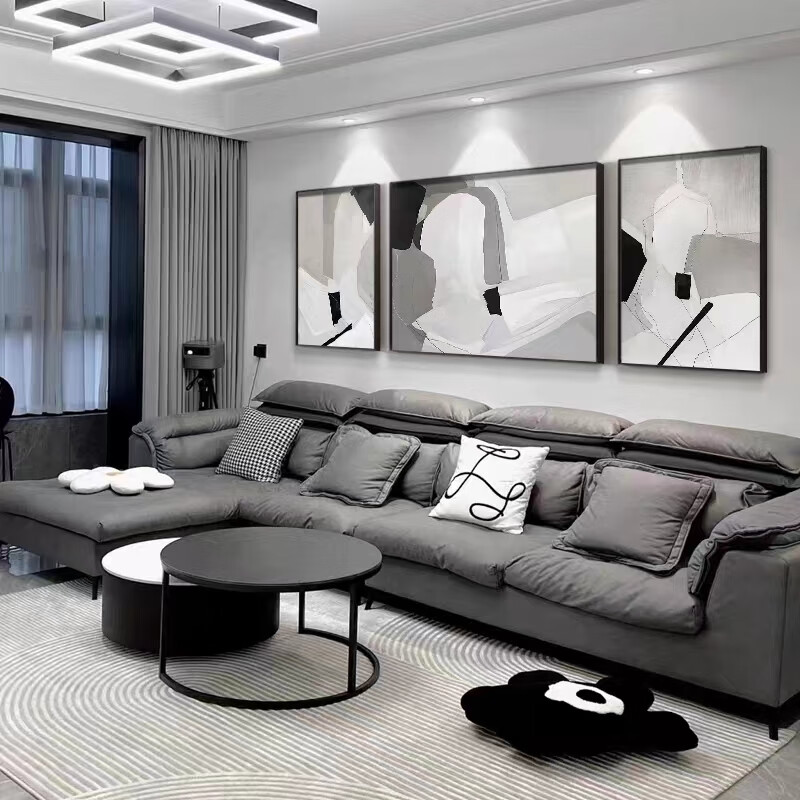 众画(zhonghua)2023新款现代简约黑白灰客厅装饰画餐厅画轻奢风格沙发
