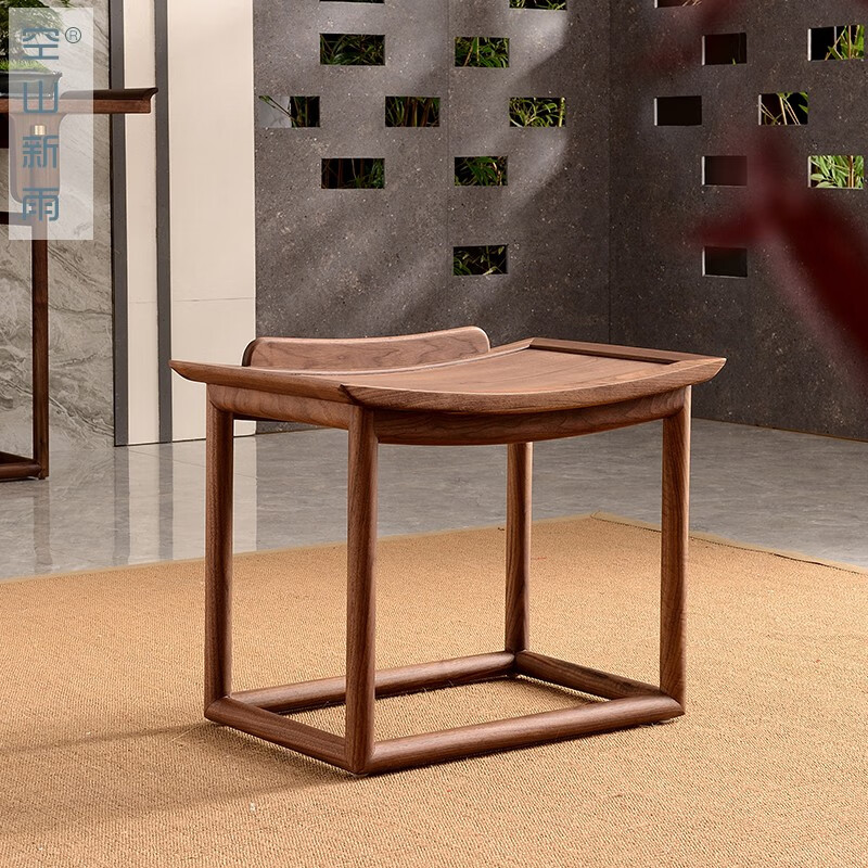 苏木轩新中式实木凳子北美黑胡桃木禅意家具休闲茶凳长方形短凳  yd11