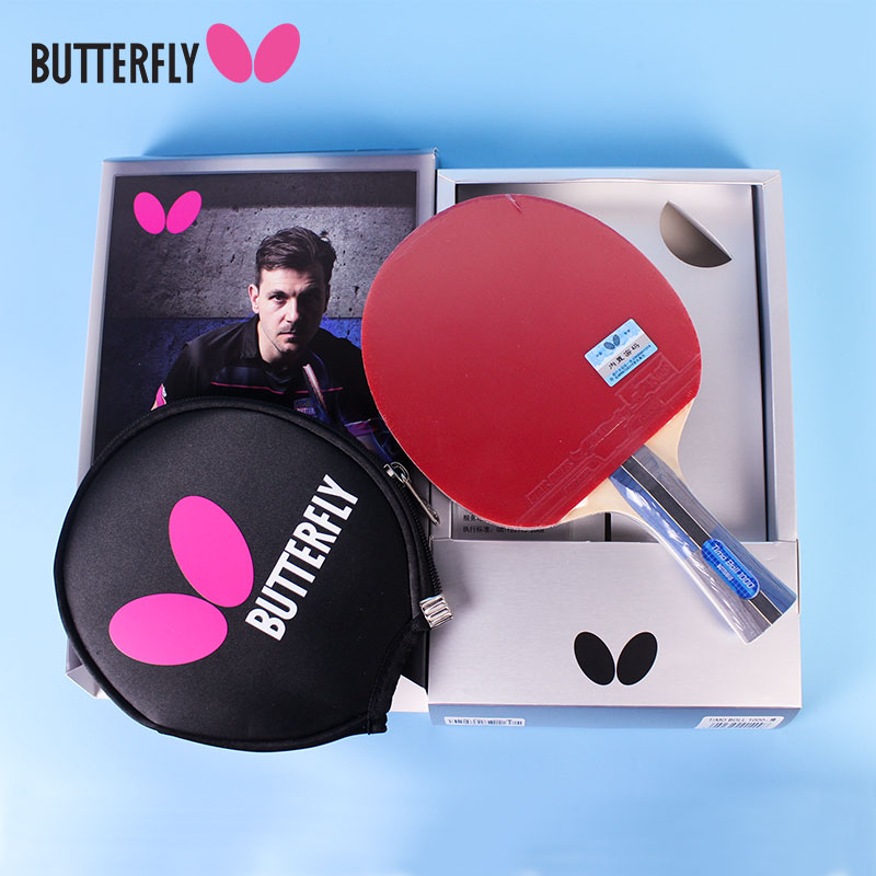 Butterfly 同策正品蝴蝶乒乓球拍蒂姆波尔TIMO BOLL纯木系列兵乓球拍学生初学者 波尔1000 直拍短柄送训练球3只+专业护膜2片