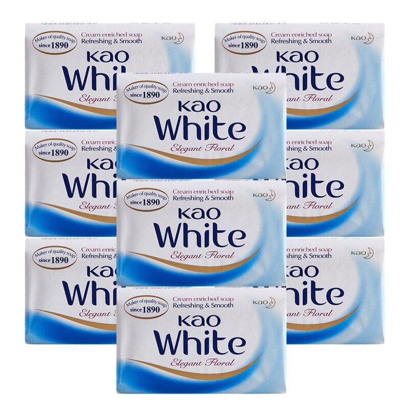 花王（KAO） 原装进口white牛奶白香皂 优雅花香肥皂沐浴皂 130g*9块