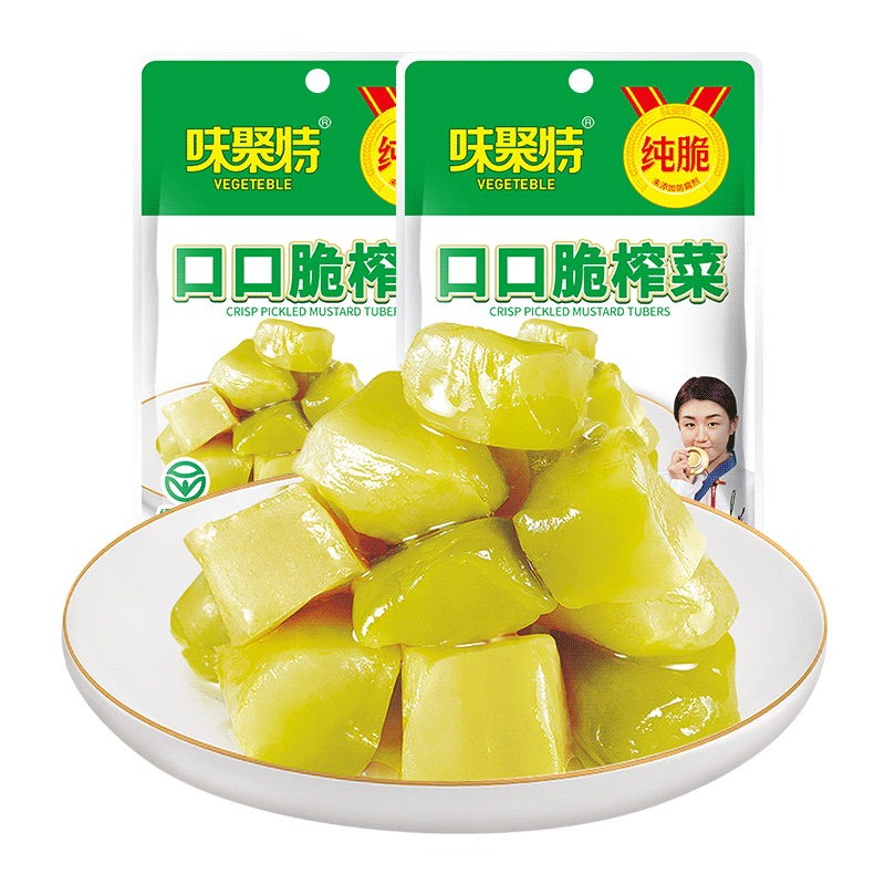 味聚特口口脆榨菜下飯菜咸菜四川榨菜芯榨菜頭特產(chǎn)開味菜酸菜開味菜小包 口口脆榨菜53g【5袋】